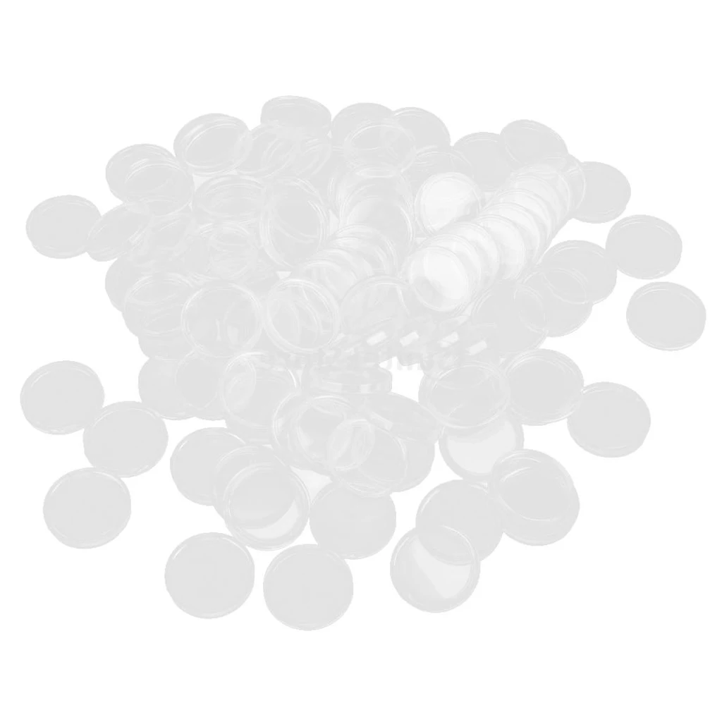 100Pcs Coins Containers Clear Plastic Coins Capsules Boxes Holder Round 32mm