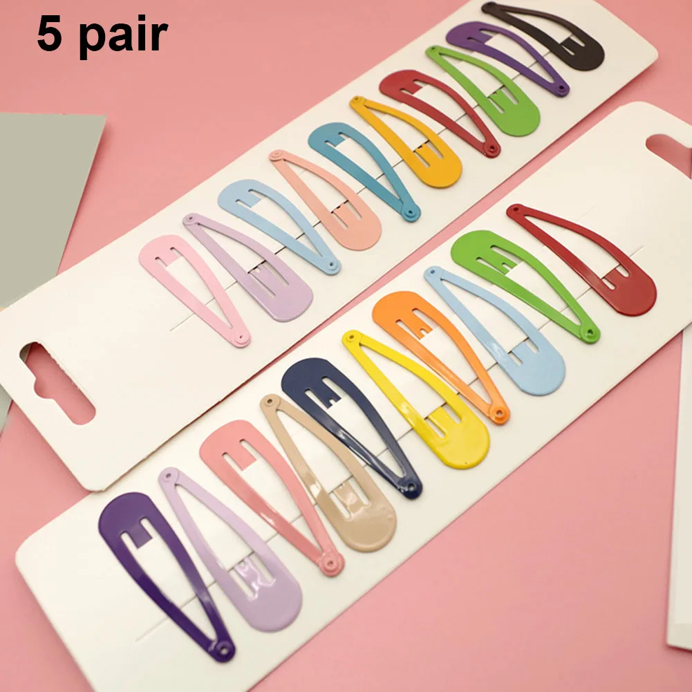 

Fashion 5 pairs Girl Hair Clips Snap No Slip Metal Hair Clip Barrettes Hairclips