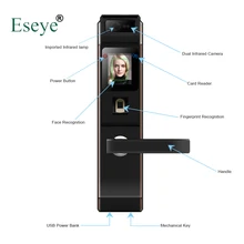 Eseye электронный замок двери лицо цифровой биометрический дверной замок интеллектуальные электронные замки умный дверной замок сенсорный экран без ключа