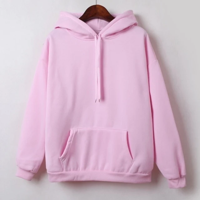2019 New Social Harajuku Hoodies For Girls Solid Color Hooded Tops Women's Sweatshirt Long-sleeved Winter Velvet Thickening Coat 3