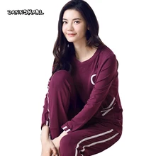 Осенне-зимние женские пижамные комплекты из двух частей из чистого хлопка, ночная рубашка с длинными рукавами и штаны для отдыха, женские ночные рубашки, пижама для сна