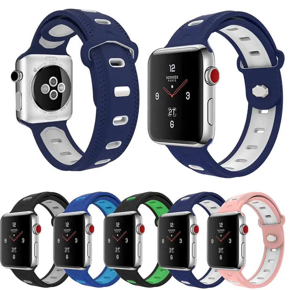 2019 новый спортивный силиконовый ремешок для apple watch band 42 мм 38 мм браслет на запястье резиновый ремешок для часов apple watch 3 iWatch 2/1