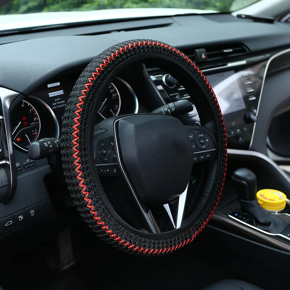 

38cm Multi-color Summer DIY Braid Skidproof Breathability Ice Silk Elastic Car Steering Wheel Cover Protective Elastic Sleeve