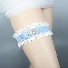 Белый кружевной боковой Небесно-Голубой удобный шифон Блестящий горный хрусталь свадебный подвязка пояс роскошный пояс невесты