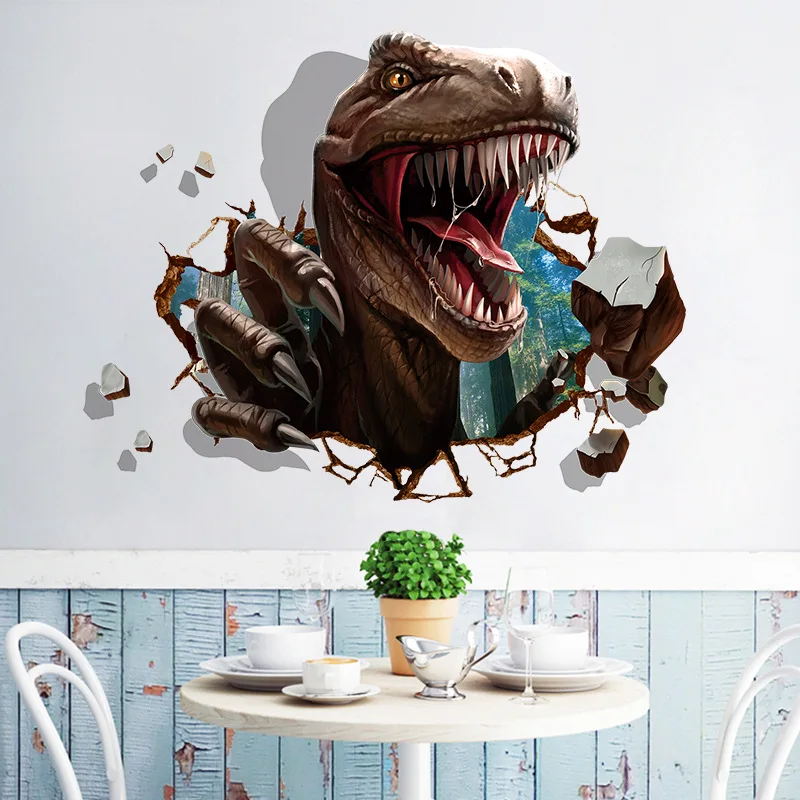 Three-Dimensional Dinosaur Bedroom Wall Sticker Wall Decorations Living Room Decoration 3D Stickers Muraux