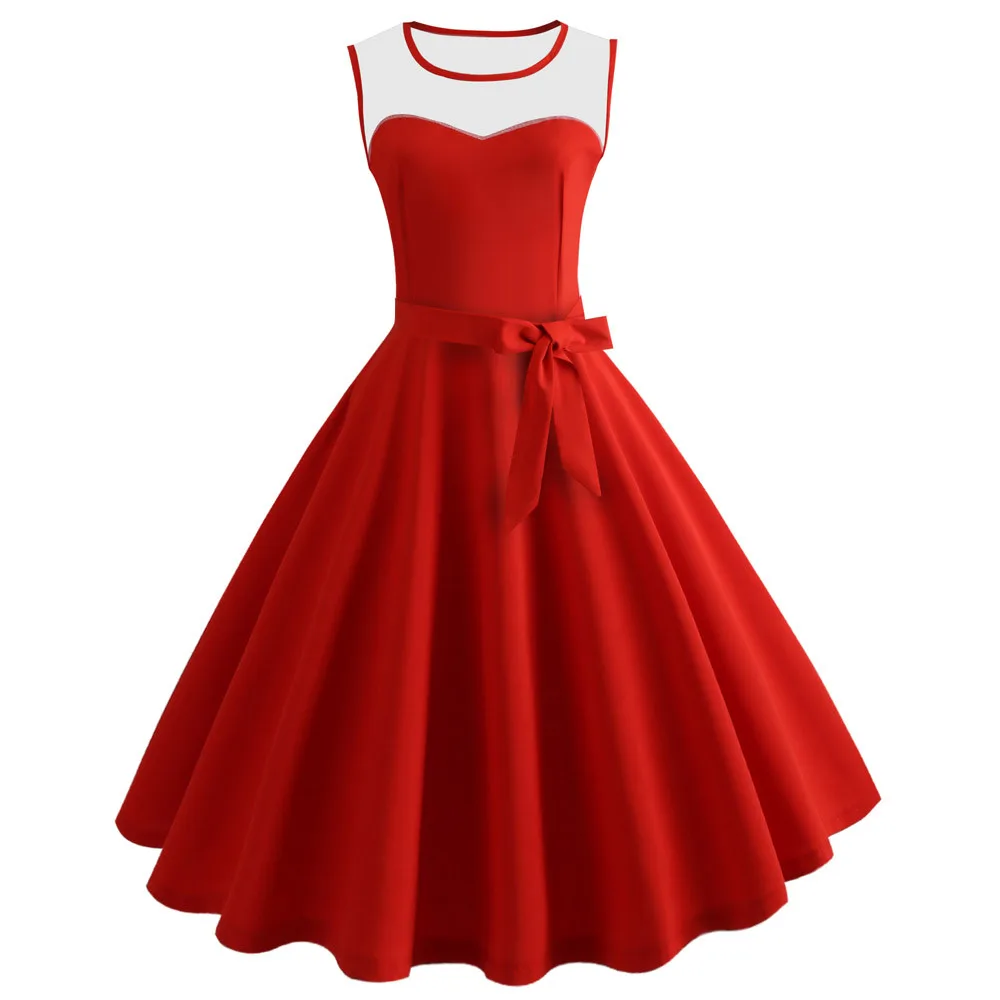 

snowshine YLW Women Vintage Bodycon Sleeveless Casual Retro Evening Party Prom Swing Dress free shipping W402