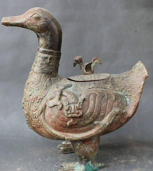 

JP S0524 14" Old Famous Chinese Dynasty Palace Bronze quack-quack quacker Duck Statue B0403