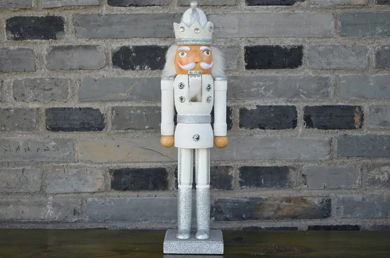 38 см King Nutcrackers colletction Оригинальное дерево серебро сверкающий блеск Nutcrackers king статуэтки украшения для украшения дома