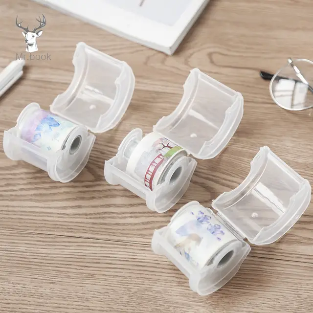 1pc Japanese Stationery Masking Tape Cutter Washi Tape Storage Box