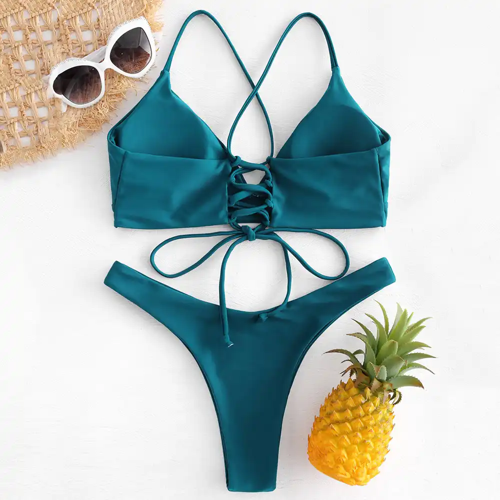 zaful peacock blue bikini