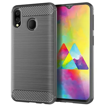 

50pcs/lot Anti-Scratch Brushed TPU Case For Samusng Galaxy M30 M20 M10 S10 S10 Lite S10E S10 Plus Carbon Fiber Rugged Back Cover