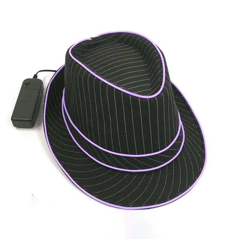 

EL Wire Bright LED Premium Light Up Fedora Hat Blinking Flashing Jazz Cap Party Hat For Party Concert Stage Show