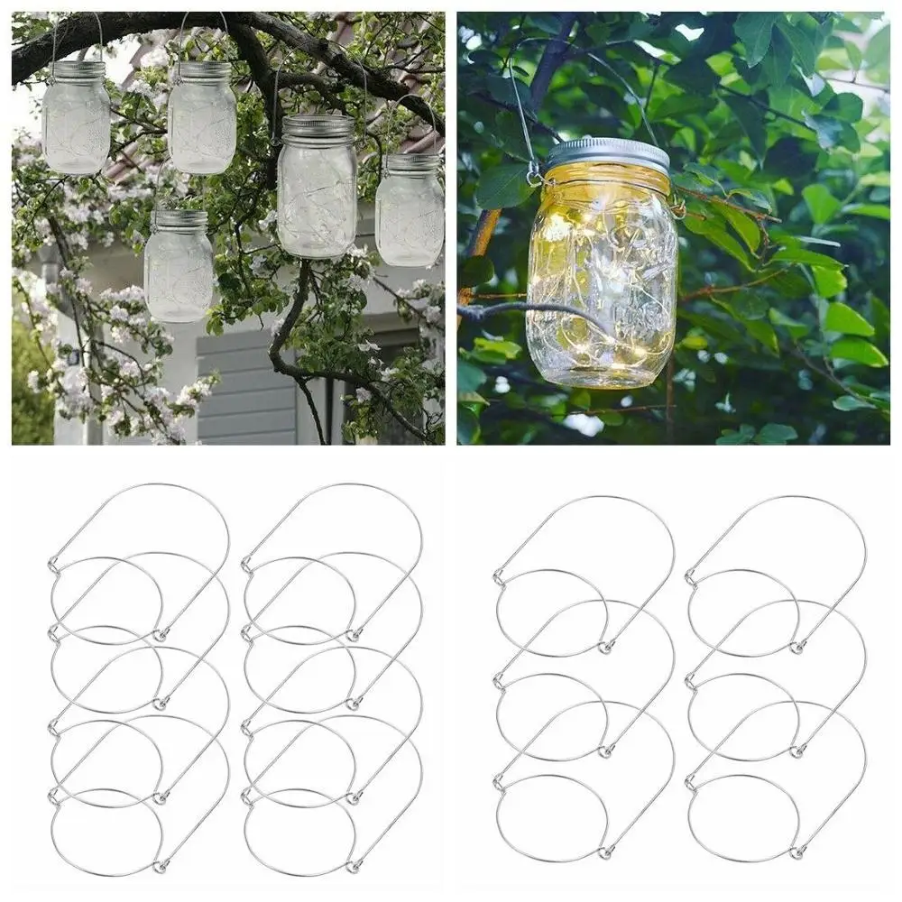 12/24 pcs Mason Jar Hanger Stainless Steel Wire Handles for Mini Glass Bottle Glass Container Canning Jars HomeDecoration