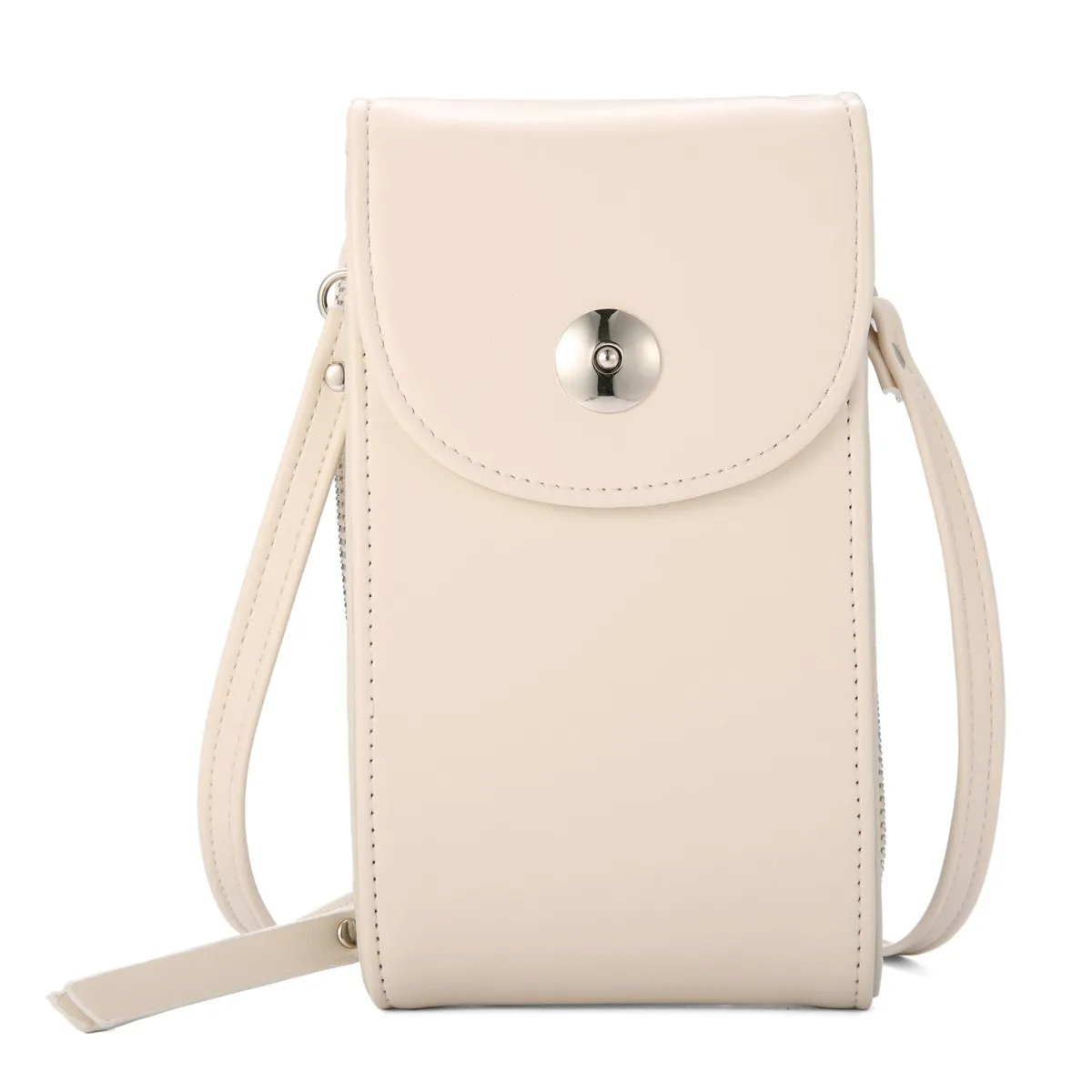 5,5 дюймов универсальная Повседневная сумка, многослойный Чехол для телефона, кошелек, слот для карт, винтажная мини сумка на плечо с застежкой для девочек, для iPhone, huawei - Цвет: Off White