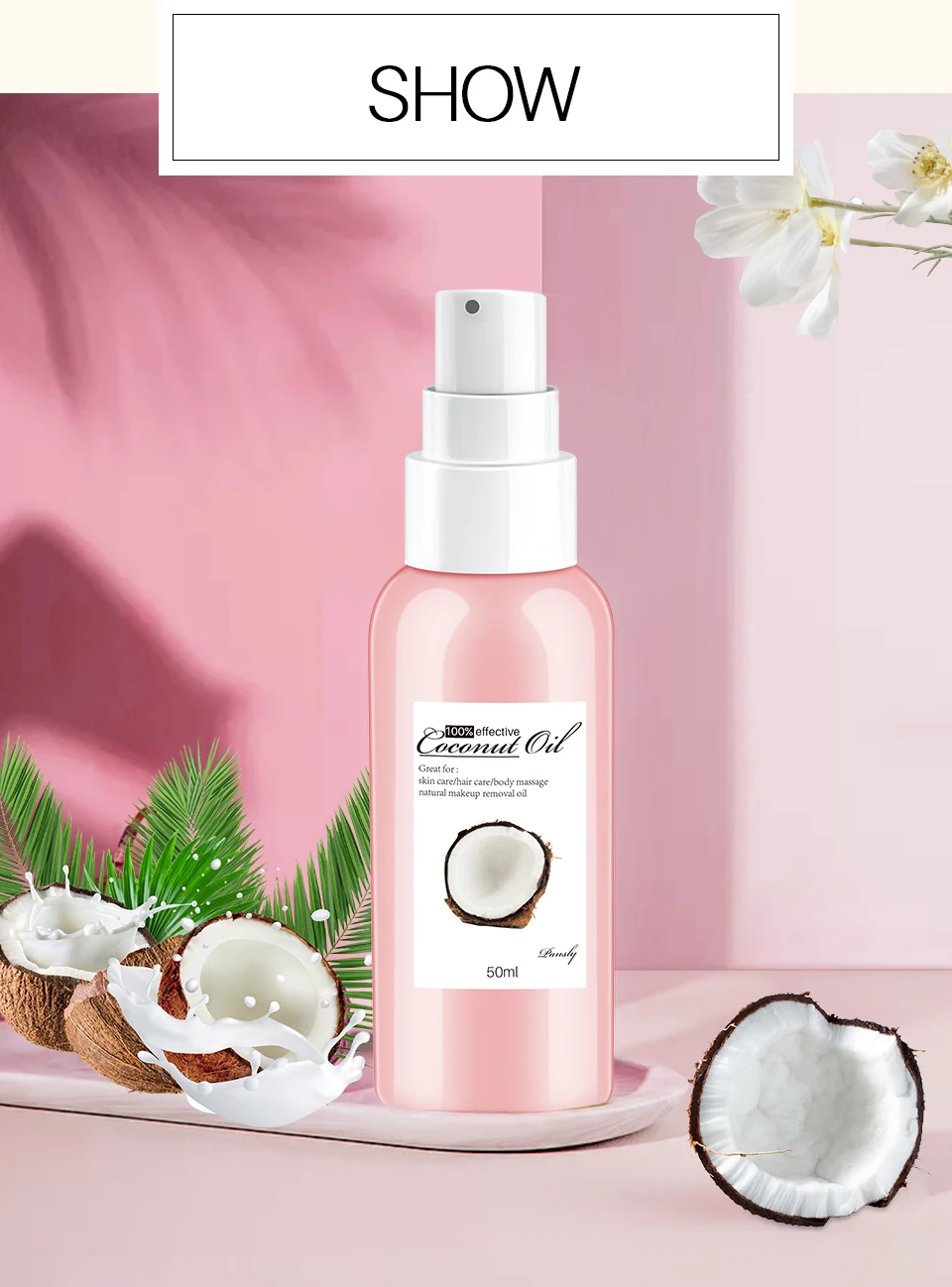 Natural Organic Extra Virgin Coconut Essential Oil Cold Press Coconut Oil Multi-Function Skin Hair Care Essential Oil