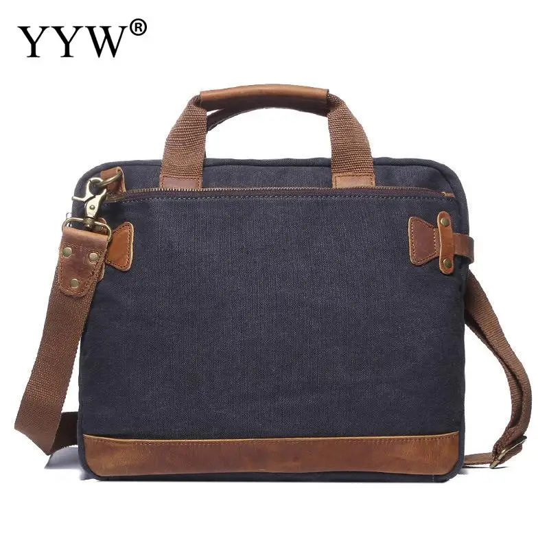 Vintage Men's Executive Briefcase Male Tote Bag Brown Canvas Handbag for Men A Case for Documents Blue Top-Handle Bag fashion male top handle bag solid color canvas bags blue men s handbag brown tote bag for man and boy multifunction handbags