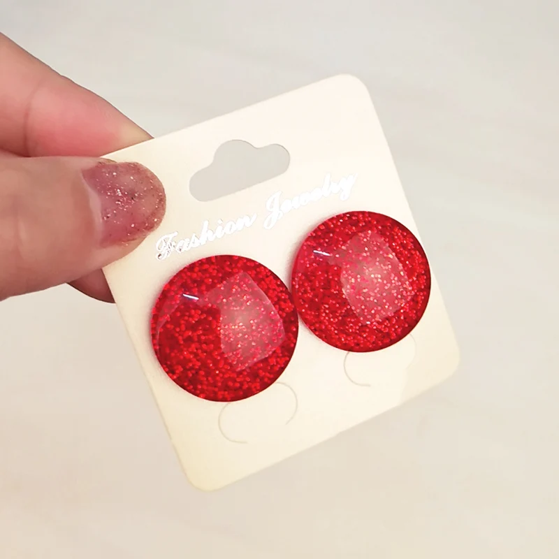 GuanLong Trendy Round Red Acrylic Earring for Women Fashion Jewelry Big Geometric Circle Resin Party Earrings 2019 New Brincos (2)