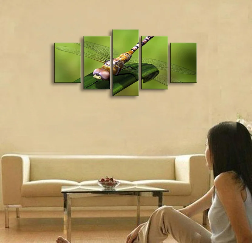 5 pieces high-definition print dragonfly canvas oil painting poster and wall art living room picture SD-001 (1)