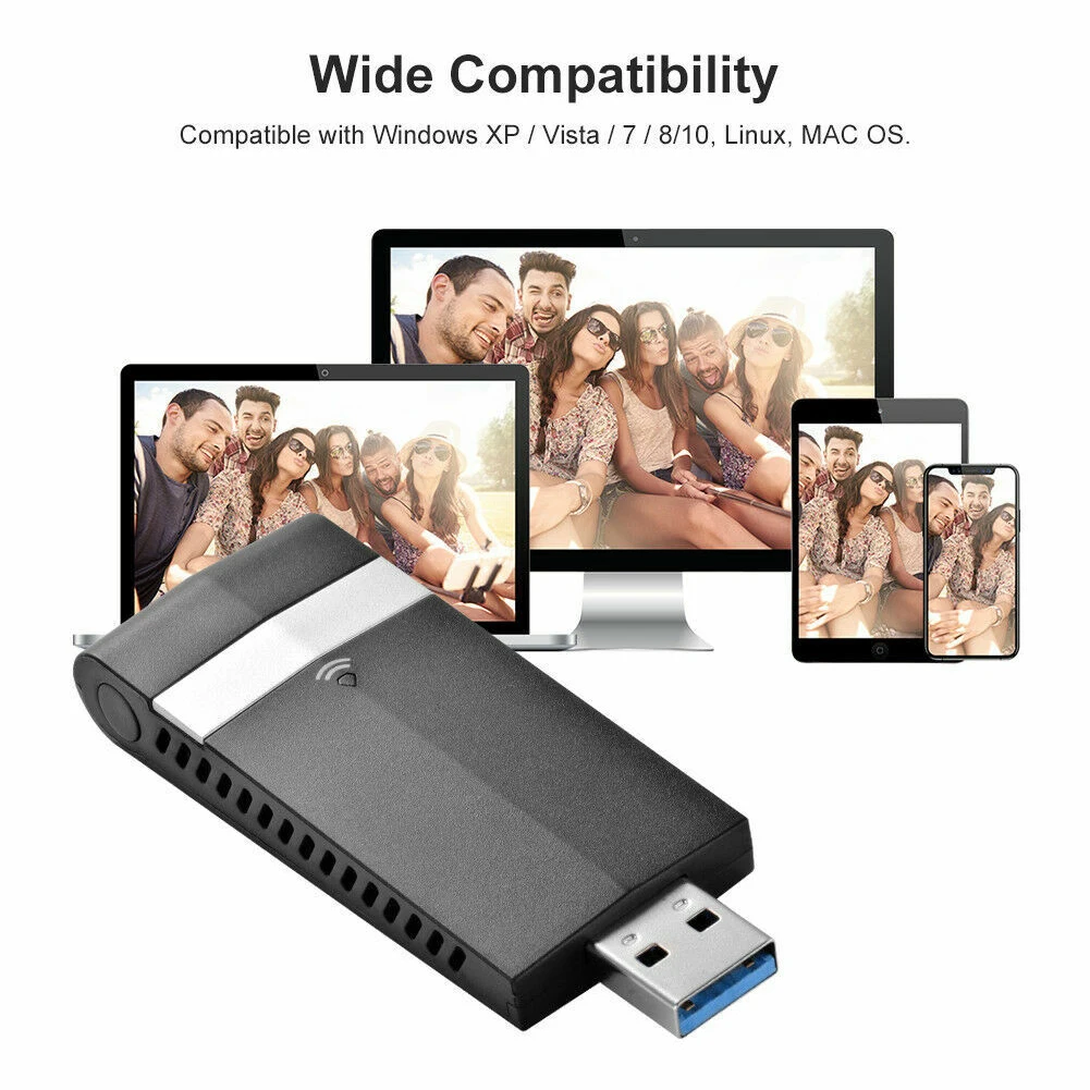 1200 Мбит/с usb-адаптер USB 3,0 универсальный сетевой мини-двухполосная Desktop Беспроводной LAN WIFI Dongle для ПК Портативный
