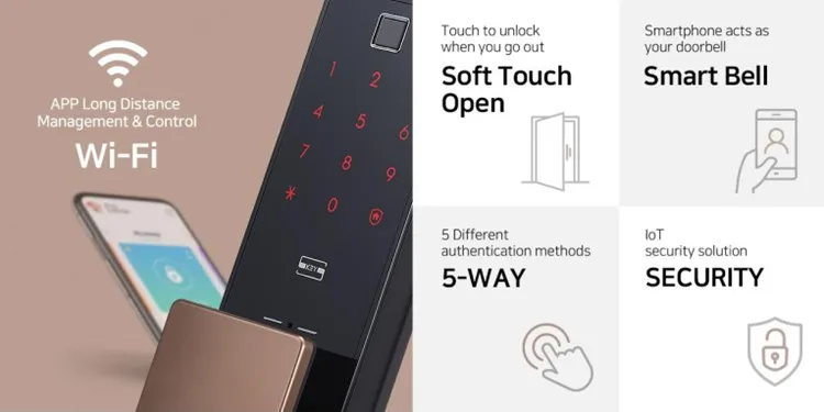 SAMSUNG отпечатков пальцев цифровой Wifi дверной замок много Keyless SHP-DR708/SHP-DR717 английский Verion Eurp Moritse