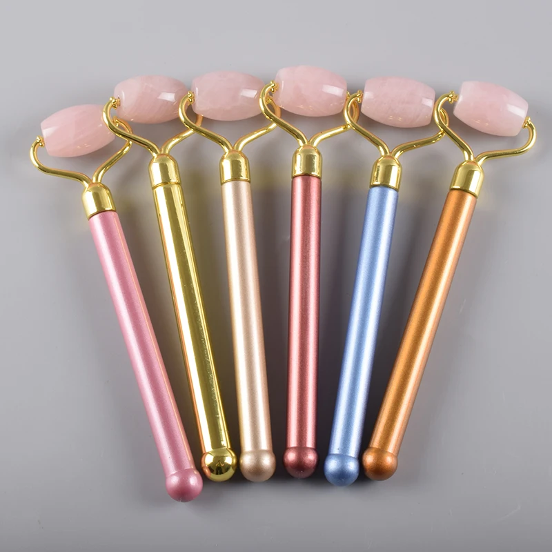 Face Eyes Crystal Stone Massage Roller Reiki Crystal Products Rose Quartz Facial Massage Roller Wand Gua Sha SPA Massage and Relaxation for Body Neck