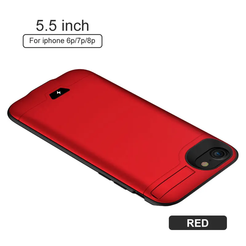 Чехол для iphone 8, 8, p, 7, 7, p с зажимом на задней панели 8000 мАч, чехол для внешнего зарядного устройства с магнитным притяжением - Цвет: Red For 5.5 inch
