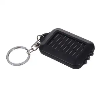 

10X Mini Solar Power Rechargeable 3LED Flashlight Keychain Light Torch Ring New