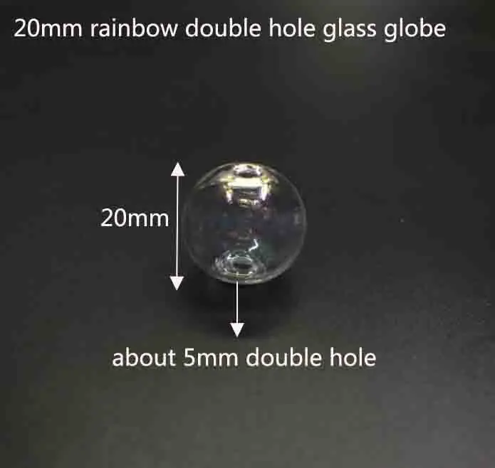 8/10/12/14/16/18/20/25/30mm Rainbow glass globe bubble round ball double hole hollow glass orb vial pendant accessories 50pcs