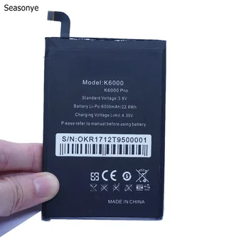 

Seasonye 6000mAh / 22.8Wh Phone Replacement Li-Polymer Battery For Oukitel K6000 K6000 Pro 5.5 inch 4G LTE 5pcs/lot