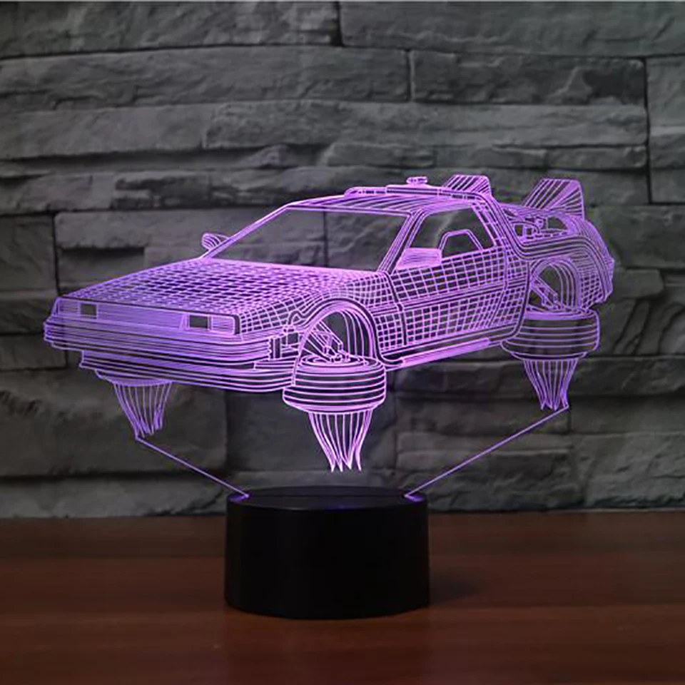 Креативный спортивный автомобиль 3D лампа LED USB ночник 7 видов цветов