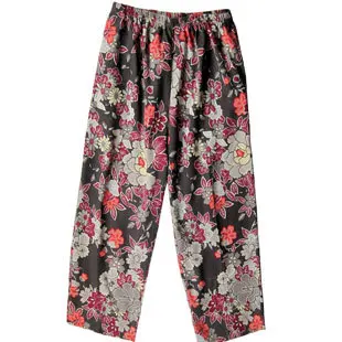 Тяжелые шелковые брюки длиной до щиколотки с принтом винтажного размера плюс прямые домашние женские летние повседневные брюки - Цвет: 1