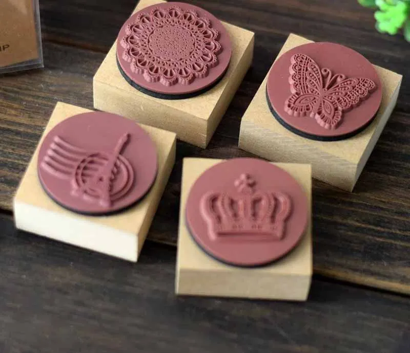 DIY wood Vintage Stamp Cute Ink Stamp Eiffel Tower Crown Lace Stamp