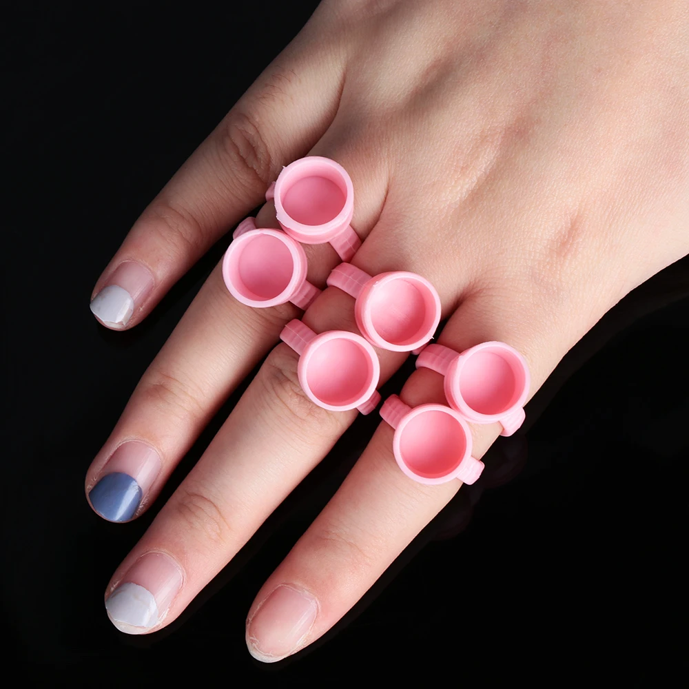 100 шт Розовый одноразовый Перманентный макияж кольцо средний без делителя чернила татуировки бровей губ татуировки держатель пигментов кольца контейнер/чашка