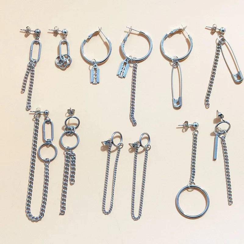 

Pendientes Mujer Moda 2019 Korean Fashion Jewelry Geometric Long Tassel Stud Earrings For Women Brincos Kpop Earrings Men