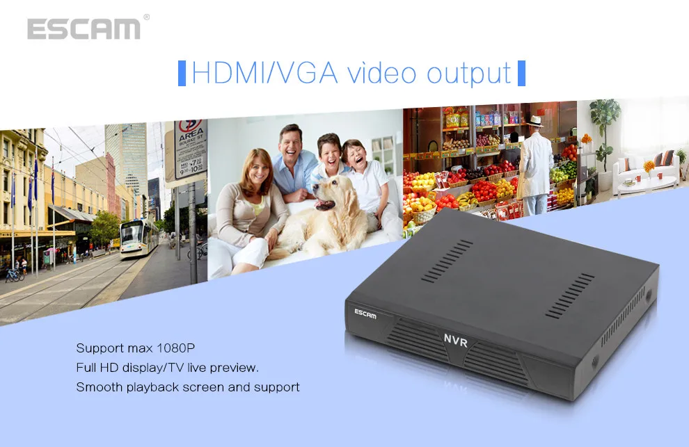 Escam k616 NVR HD 1080 P 16ch сети видео Регистраторы H.264 HDMI/vga видео Выход Поддержка ONVIF P2P Облако обслуживание