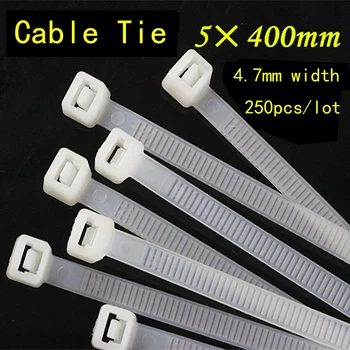 

250PCS/lot 5*400mm White Black Nylon Cable Tie National Standard Office Organizer Garden Ties Factory directly