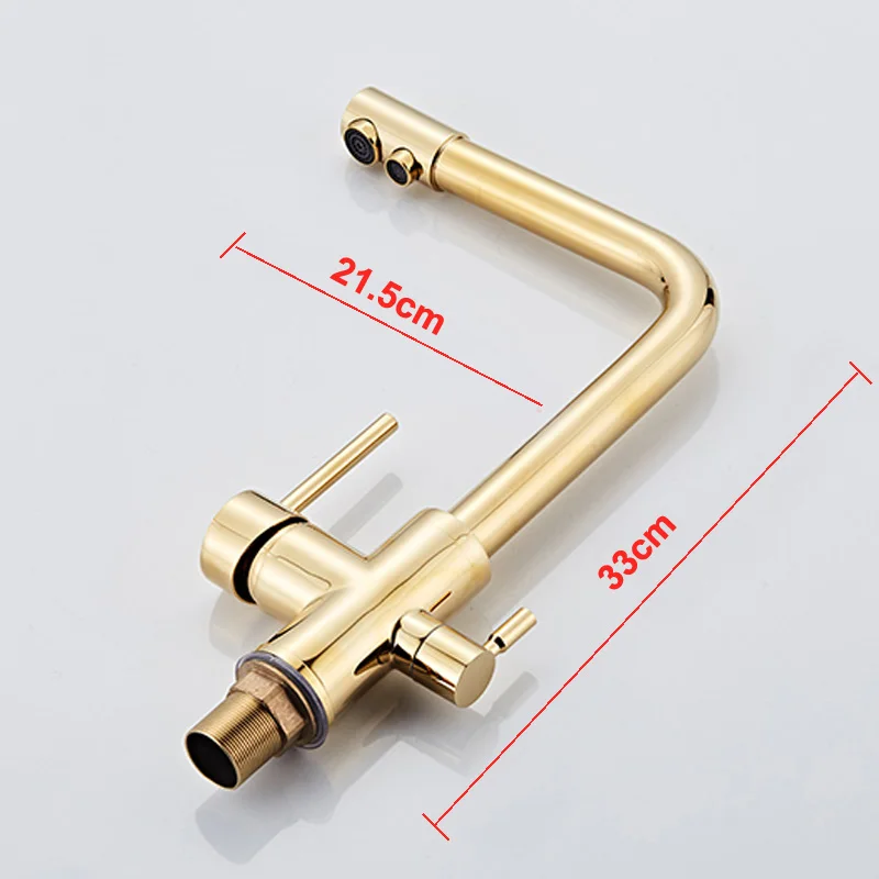  Gold Kitchen Faucet With Filtered Water Deck Mounted Drinking Water Mixer Tap Brass Gold Kitchen Fa - 32892013797
