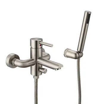 

Bathtub Faucets Wall Mounted nickel Brushed Bathtub Faucet With Hand Shower Bathroom Bath Shower Faucets Torneiras