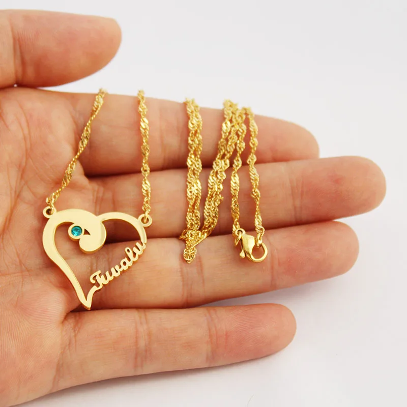 

Personalized Custom Name Pendant Necklaces For Women Stainless Steel Gold Chain Tuvalu Island Nameplate Necklace