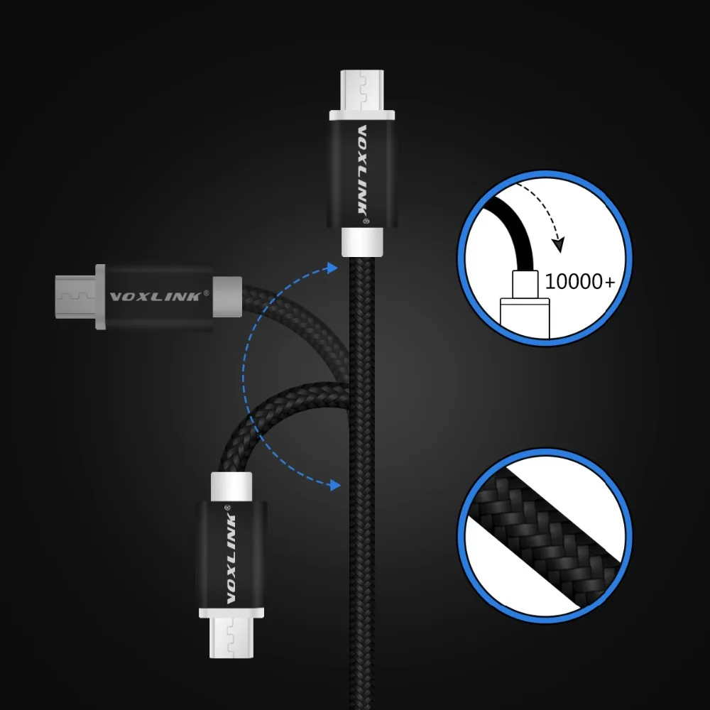 VOXLINK المصغّر usb 10 حزمة كابل يو اس بي 5 V 2.4A كابل شحن بيانات الهاتف المحمول كابل لسامسونج S7 S6 Huaiwei Xiaomi Meizu LG HTC