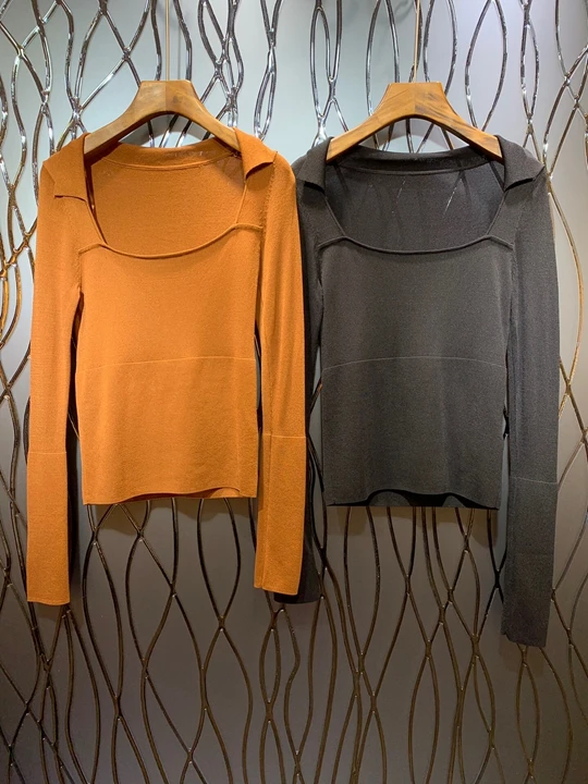 

Summer 2019 New Women's Irregular Neckband Pure Long Sleeve Bottom Jacket 623