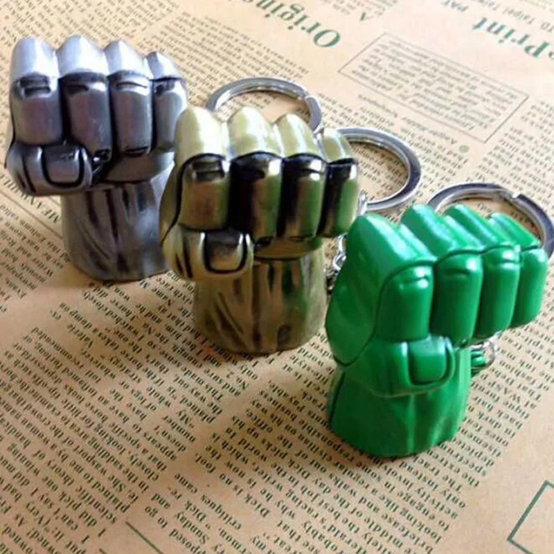 

10pcs/lot Green Superhero The Avengers Hulkes Fist Keychains Movie For Zinc Alloy Key Chains For Fans Hu-lk Men Jewelry