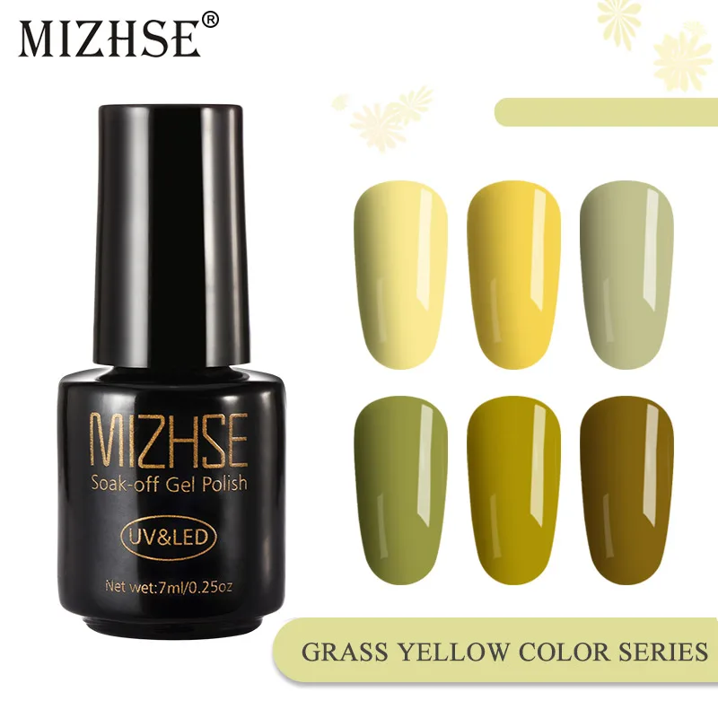 

MIZHSE Gelpolish Nail Gel Polish Soak Off UV Lamp Gel Polish With UV Nail Gel Grass Yellow Color Series Nail Art Nail Gel Polish