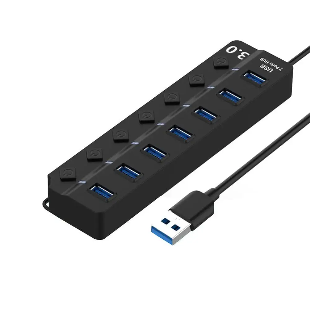 

4/7 Port USB 3.0 Hub 5Gbps High Speed On/Off Switches AC Power Adapter for PC