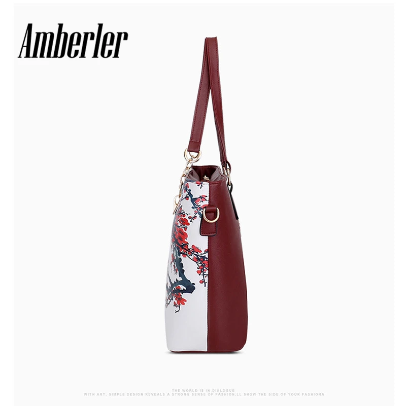 Amberler роскошные женские Сумки из искусственной кожи женские сумки с принтом дизайнерские 6 штук в комплекте сумки через плечо для женщин большая сумка