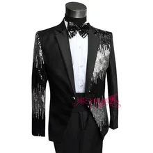 Plus Size Men Palette Sequins Suits Light Slim Wedding Dresses Host Magician Performance Show Male Singer Costume Formal Dress