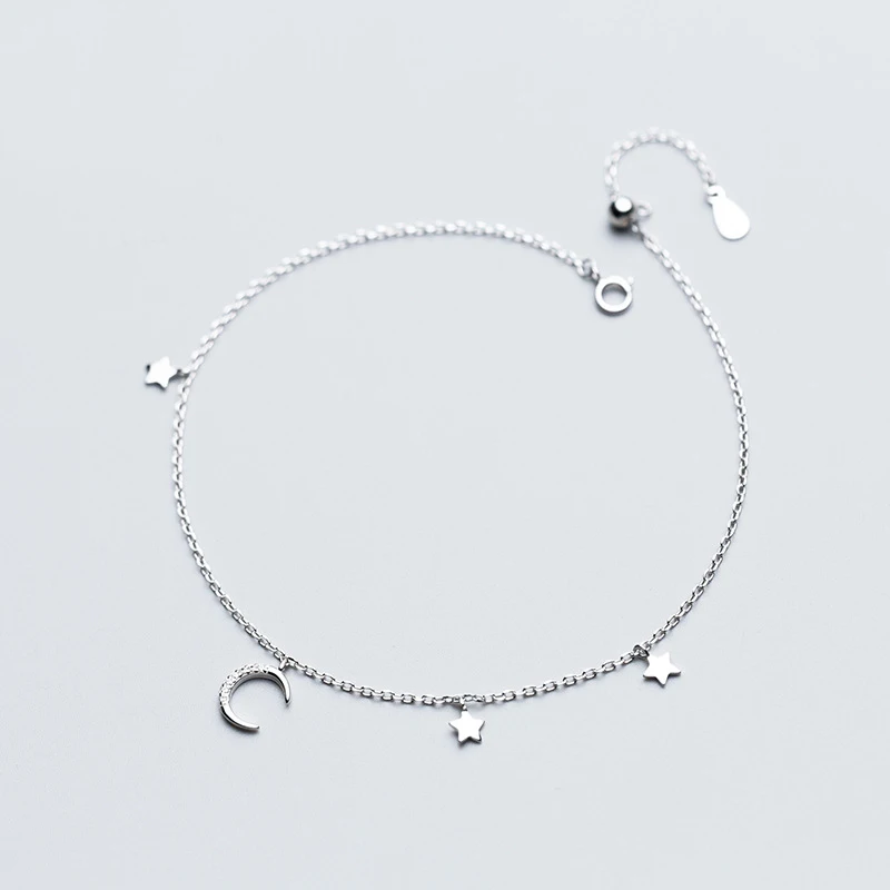 MloveAcc 925 Sterling Silver Women Anklets Jewelry Star Moon Charm Ankle Bracelet 925 Sterling Silver Jewelry for Gift MloveAcc 925 Sterling Silver Women Anklets Jewelry Star Moon Charm Ankle Bracelet 925 Sterling Silver Jewelry for Gift