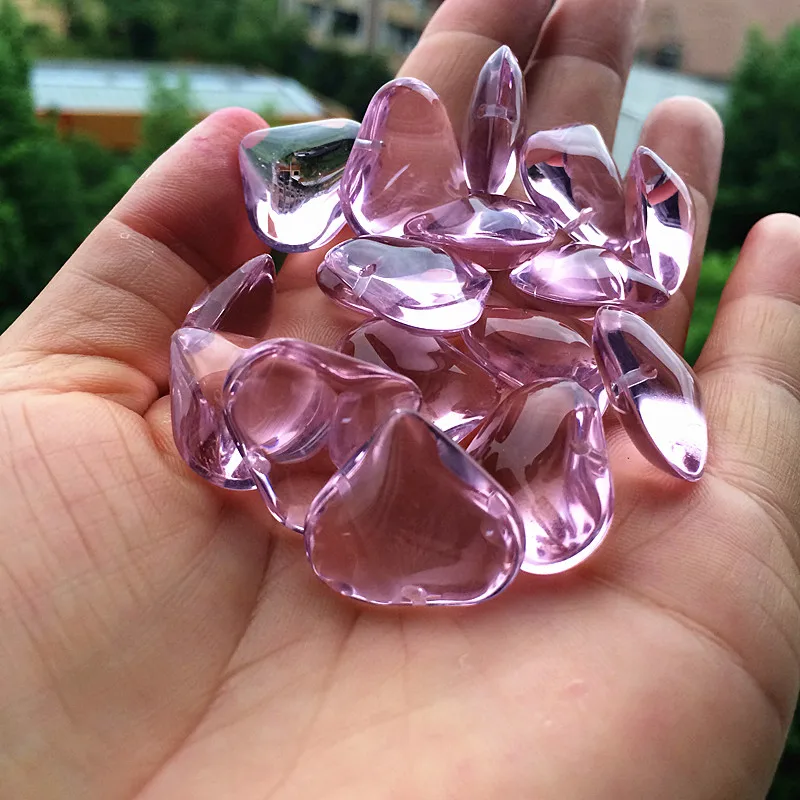 20 шт 22*22 мм Прекрасный Розовый стеклянный в форме сердца Гладкие бусины с одним отверстием для Diy хрустальные подвески для люстры