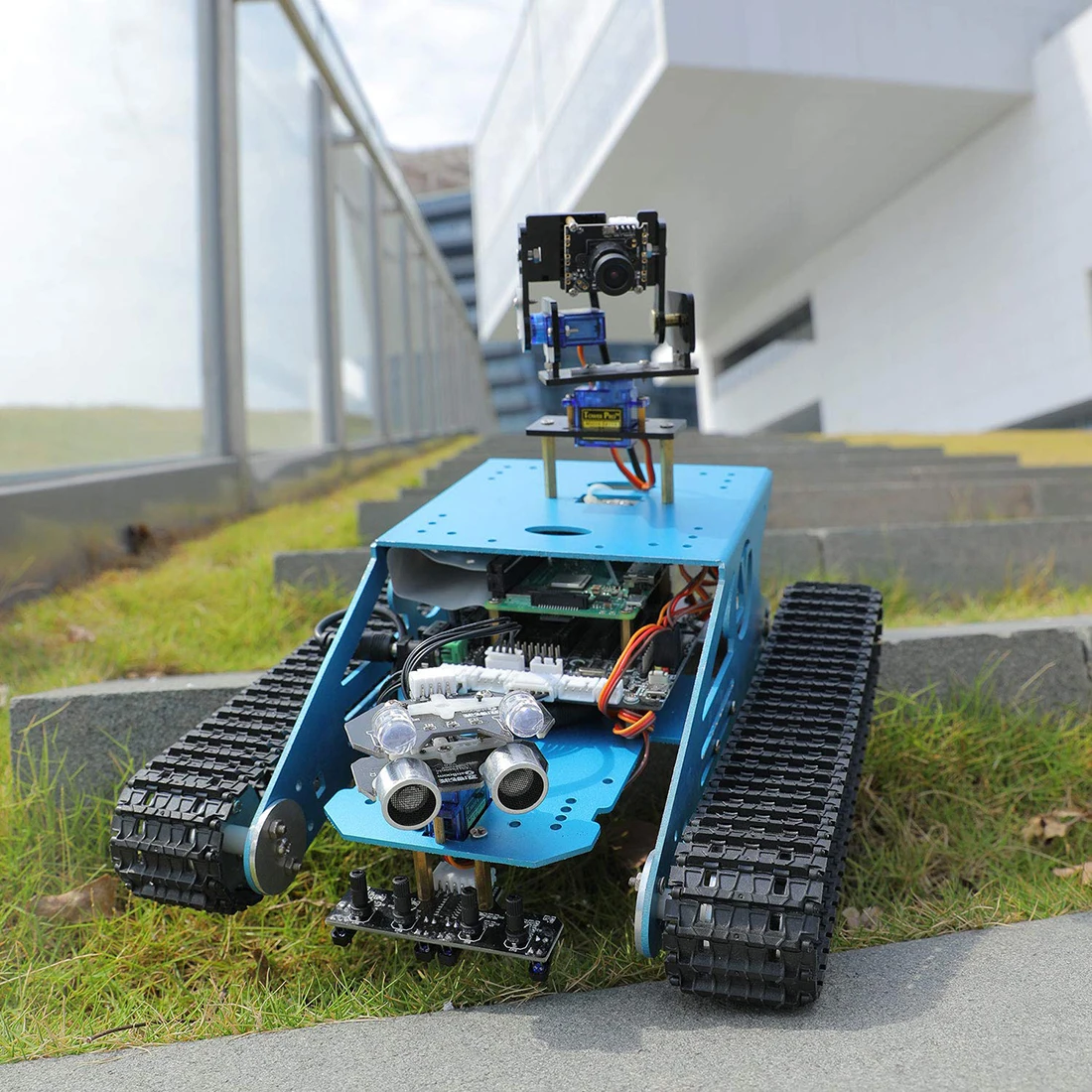 Tracked Tank Smart Robotic Kit Bluetooth Video Program Electronic Toy DIY Self-balance Car Robot Kit with Raspberry 4B(1/2/4G)