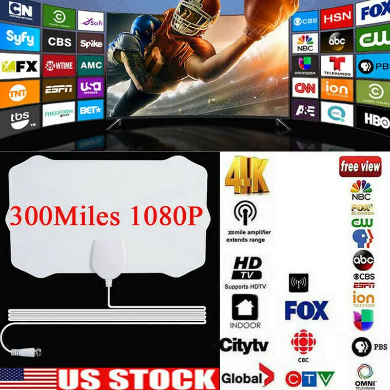 1080 P HD ТВ комнатная антенна цифровая HD Skywire Sky Link Кабель US 200 Mile Range наружная антенна ТВ